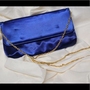 Vintage Satin Clutch Purse with Gold Chain
